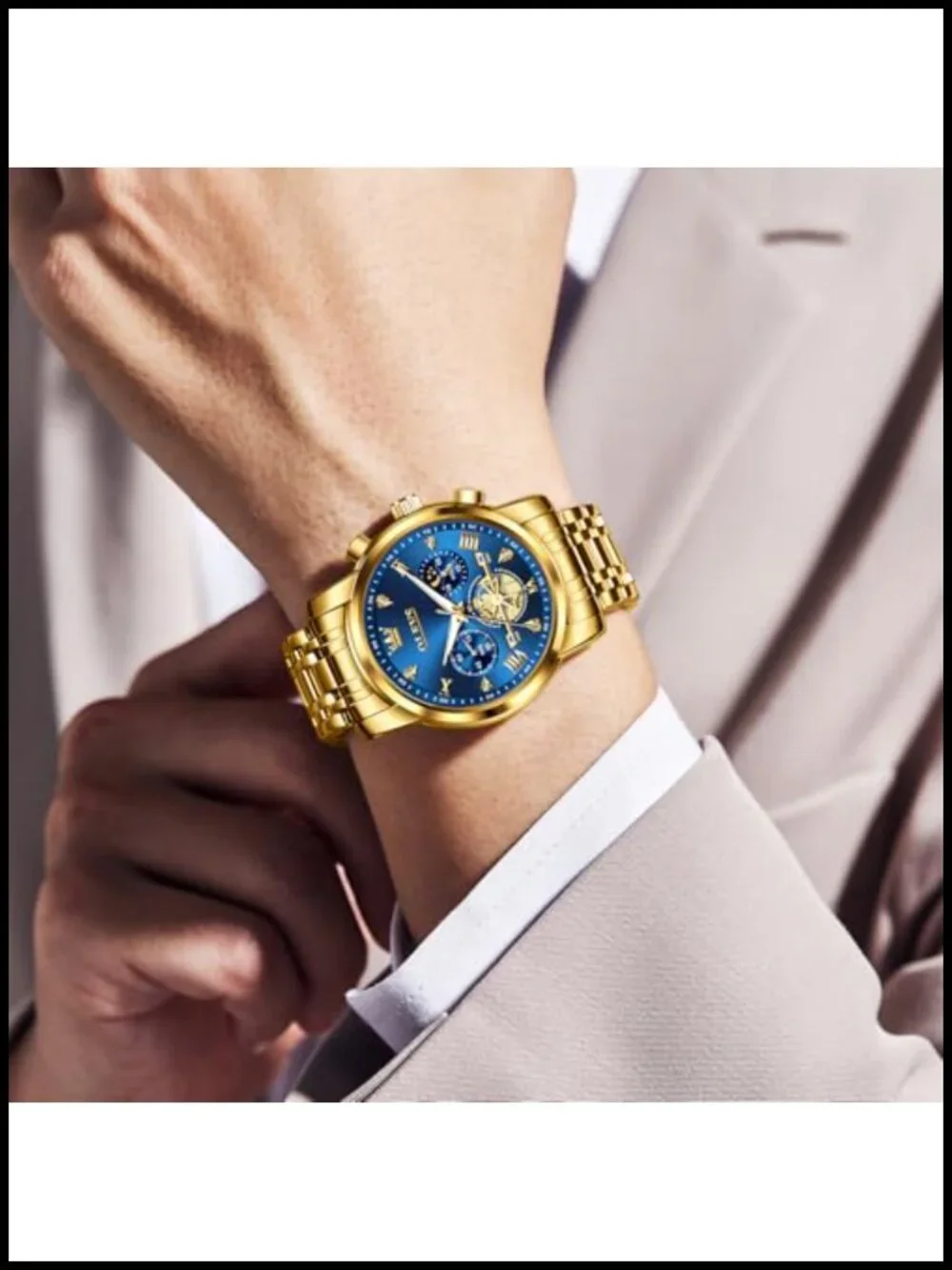 Men's Stainless Steel Chronograph Dress Watch 42mm Quartz